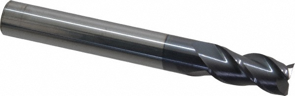 12182291 Square End Mill: 1/2 Dia, 1 LOC, 1/2 Shank Dia, 4 OAL, 3 Flutes, Solid Carbide  