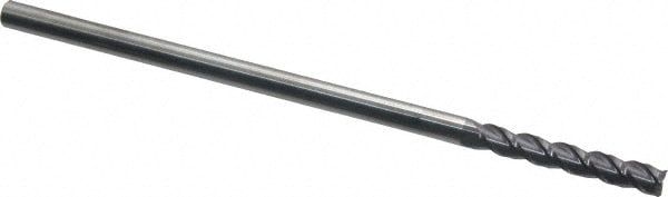 Accupro 12182303 Square End Mill: 1/4 Dia, 1-1/2 LOC, 1/4 Shank Dia, 6 OAL, 3 Flutes, Solid Carbide 