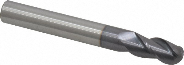 12184513 Ball End Mill: 0.5" Dia, 1" LOC, 3 Flute, Solid Carbide  