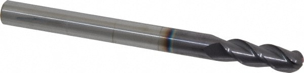 Accupro 12184537 Ball End Mill: 0.5" Dia, 1.5" LOC, 3 Flute, Solid Carbide 