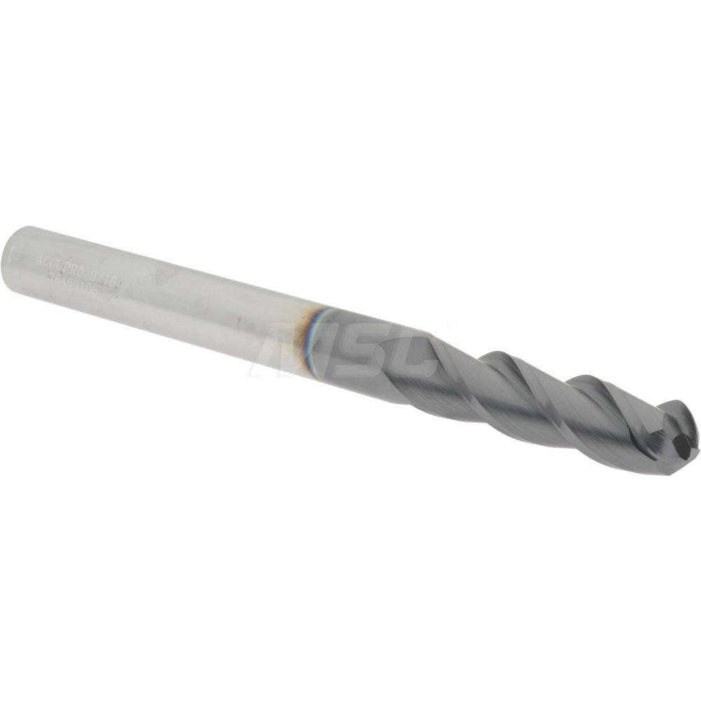 12184480 Ball End Mill: 0.5625" Dia, 3" LOC, 3 Flute, Solid Carbide  