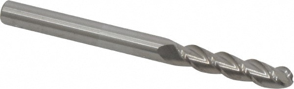 Accupro 12184439 Ball End Mill: 0.25" Dia, 1.125" LOC, 3 Flute, Solid Carbide 