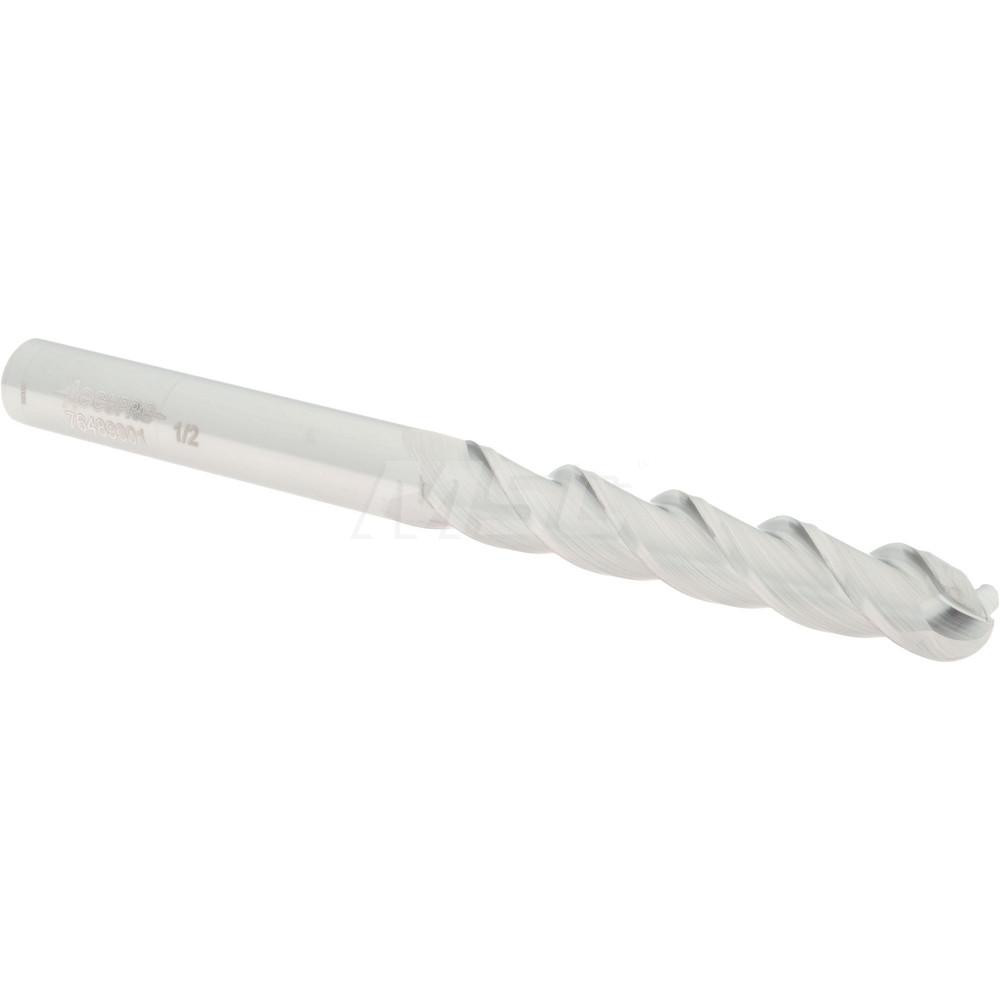 12184475 Ball End Mill: 0.5" Dia, 3" LOC, 3 Flute, Solid Carbide  