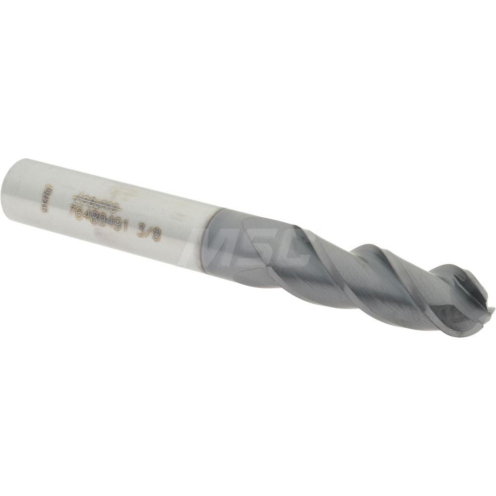 Accupro 12184444 Ball End Mill: 0.375" Dia, 1.125" LOC, 3 Flute, Solid Carbide 