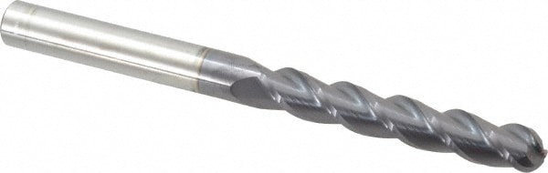 Accupro 12184477 Ball End Mill: 0.5" Dia, 3" LOC, 3 Flute, Solid Carbide 