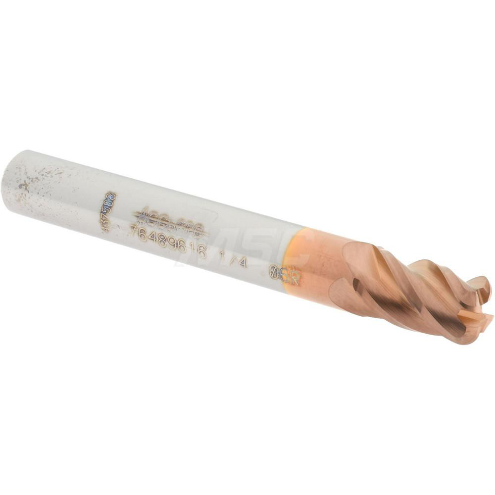12182807 Corner Radius End Mill: 1/4" Dia, 3/8" LOC, 0.06" Radius, 4 Flutes, Solid Carbide  