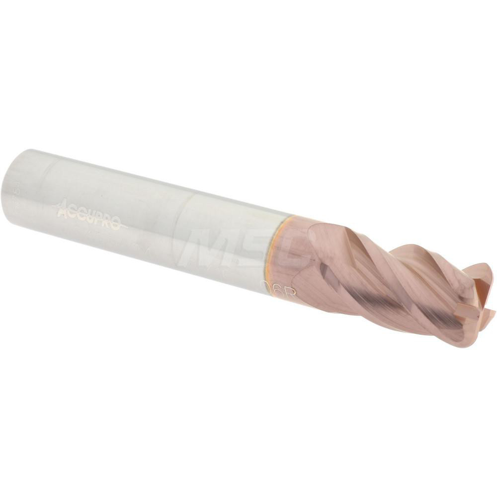 12182845 Corner Radius End Mill: 5/16" Dia, 1/2" LOC, 0.06" Radius, 4 Flutes, Solid Carbide  