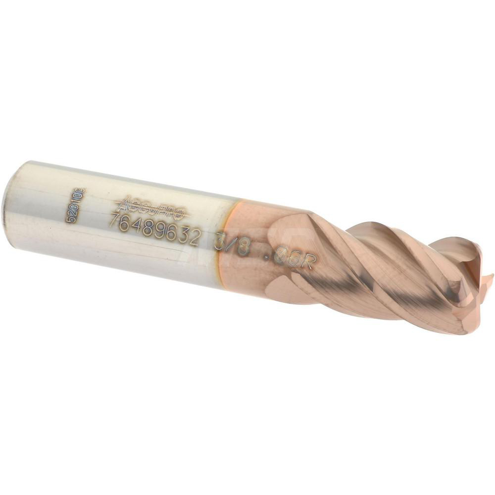 12182887 Corner Radius End Mill: 3/8" Dia, 5/8" LOC, 0.06" Radius, 4 Flutes, Solid Carbide  