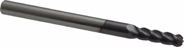 Accupro 12184579 Ball End Mill: 0.1378" Dia, 0.4724" LOC, 4 Flute, Solid Carbide Image
