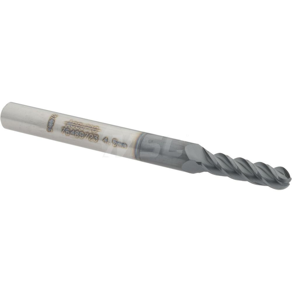 12184594 Ball End Mill: 0.1772" Dia, 0.6299" LOC, 4 Flute, Solid Carbide  