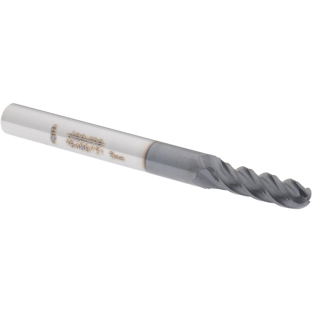 12184603 Ball End Mill: 0.1969" Dia, 0.6299" LOC, 4 Flute, Solid Carbide  