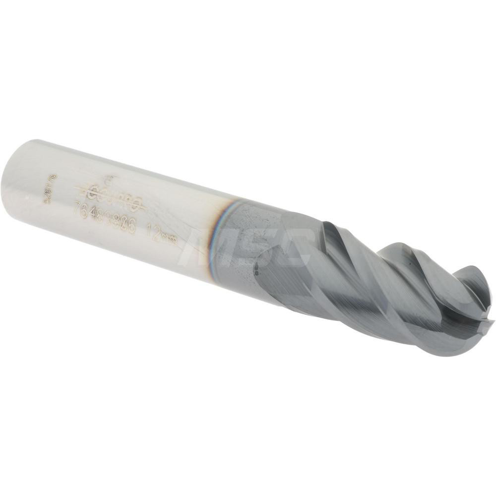 12184678 Ball End Mill: 0.4724" Dia, 0.9843" LOC, 4 Flute, Solid Carbide  