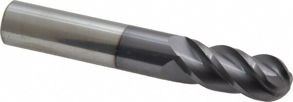 Accupro 12184687 Ball End Mill: 0.5512" Dia, 1.26" LOC, 4 Flute, Solid Carbide 