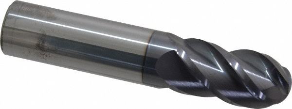 Accupro 12184708 Ball End Mill: 0.7874" Dia, 1.4961" LOC, 4 Flute, Solid Carbide Image