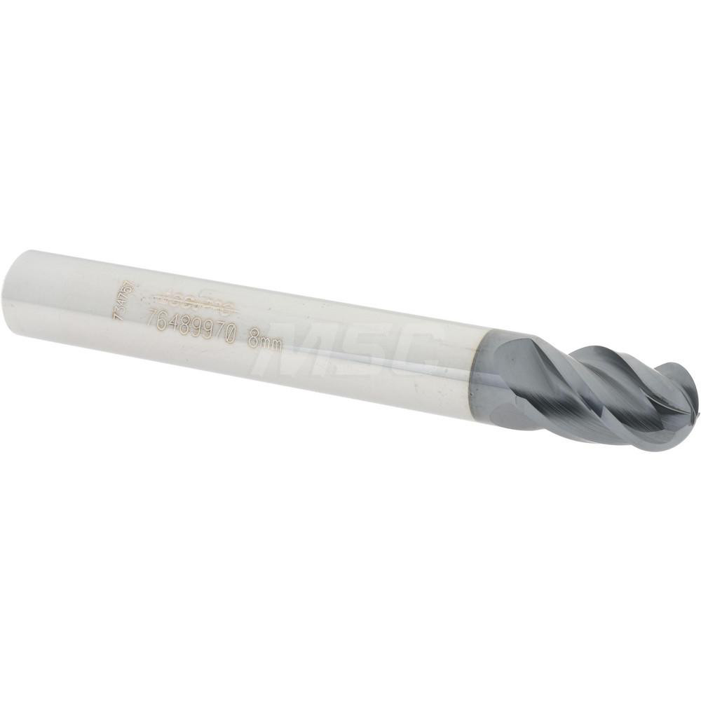 12184798 Ball End Mill: 0.315" Dia, 0.4724" LOC, 4 Flute, Solid Carbide  