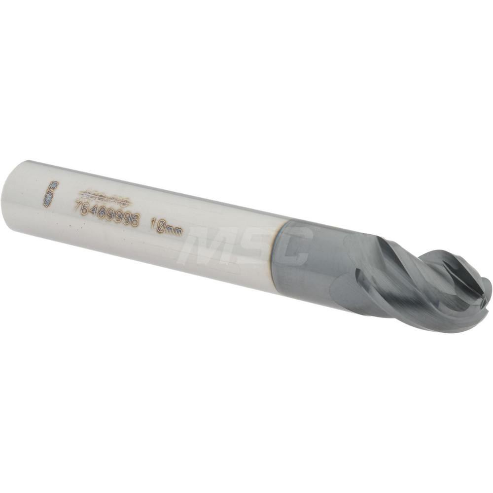 12184818 Ball End Mill: 0.3937" Dia, 0.5512" LOC, 4 Flute, Solid Carbide  
