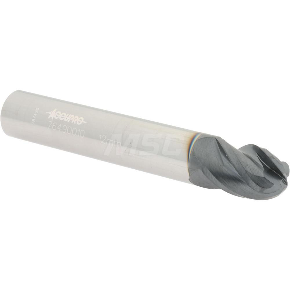 12184840 Ball End Mill: 0.4724" Dia, 0.6299" LOC, 4 Flute, Solid Carbide  