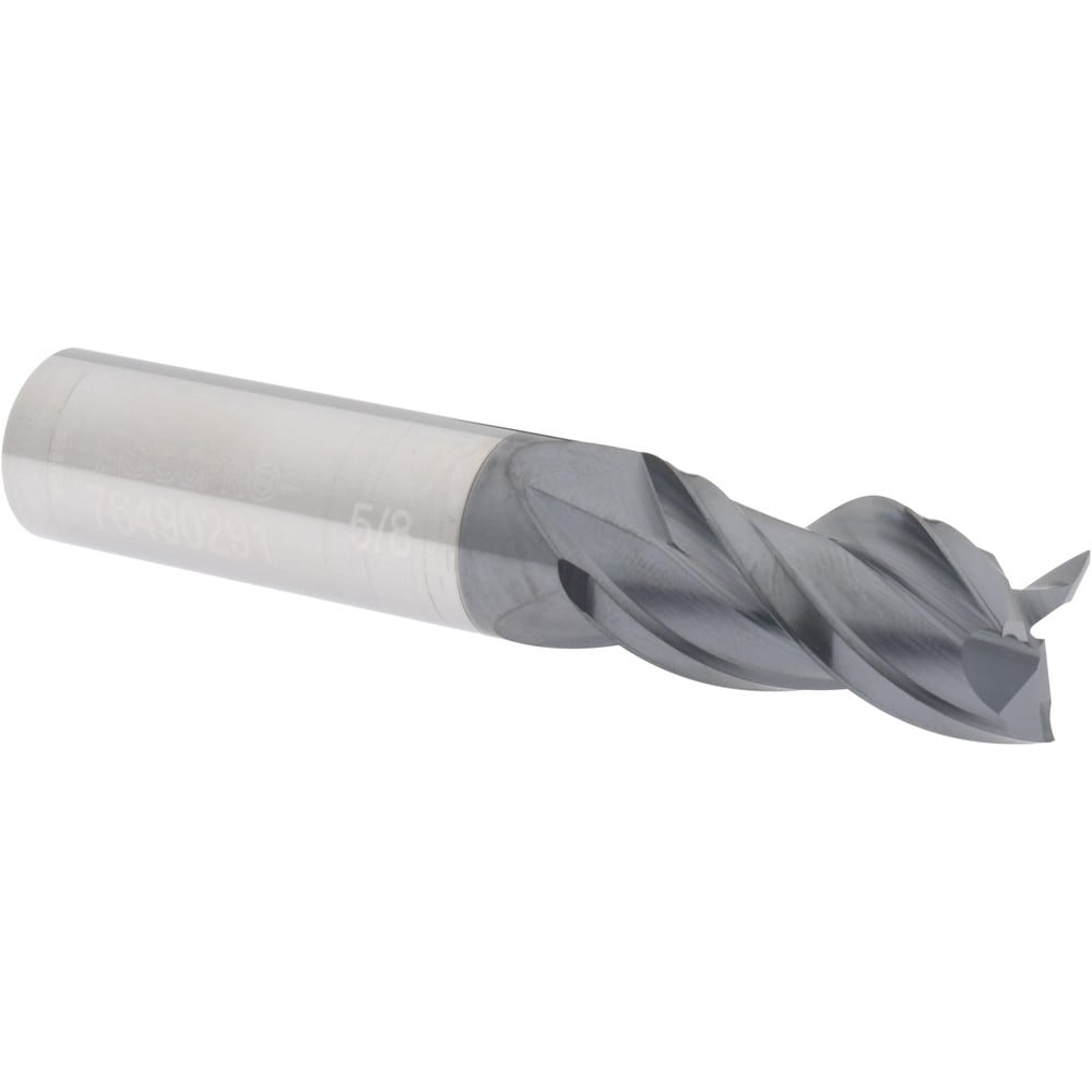 Accupro 12179749 Square End Mill: 5/8 Dia, 1-1/4 LOC, 5/8 Shank Dia, 3-1/2 OAL, 3 Flutes, Solid Carbide 