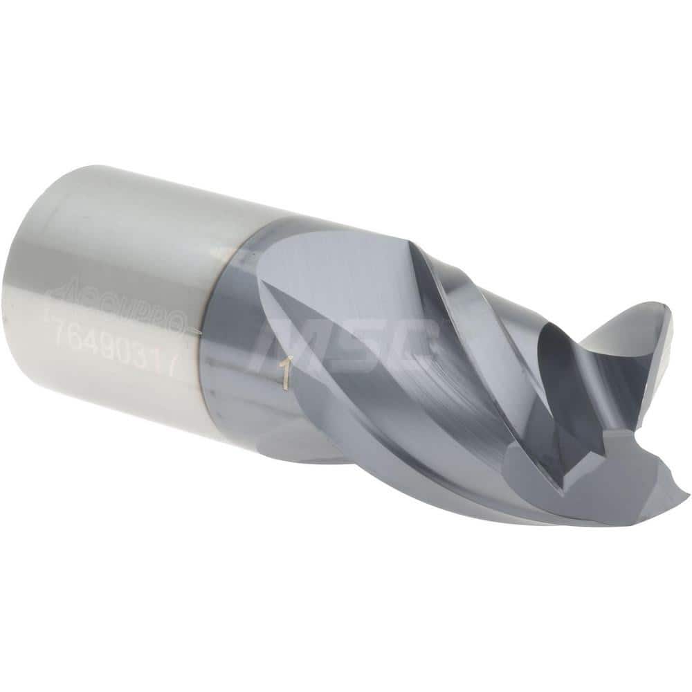 Accupro 12176617 Square End Mill: 1 Dia, 1-1/8 LOC, 1 Shank Dia, 3 OAL, 3 Flutes, Solid Carbide 