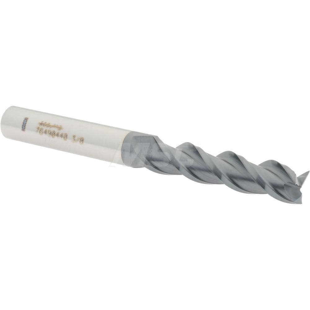 Accupro 12179731 Square End Mill: 3/8 Dia, 1-1/2 LOC, 3/8 Shank Dia, 3-1/2 OAL, 3 Flutes, Solid Carbide 