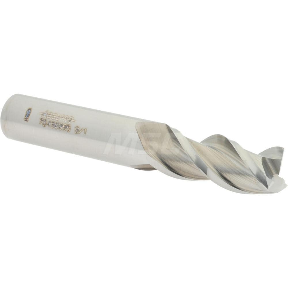 Accupro 12178609 Square End Mill: 9/16 Dia, 1-1/4 LOC, 9/16 Shank Dia, 3-1/2 OAL, 3 Flutes, Solid Carbide 