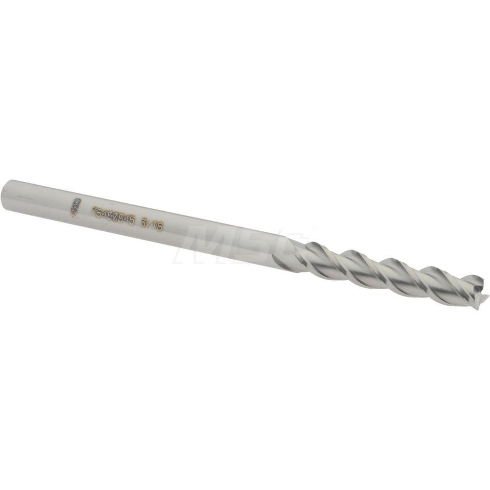 12178582 Square End Mill: 3/16 Dia, 1 LOC, 3/16 Shank Dia, 3 OAL, 3 Flutes, Solid Carbide  