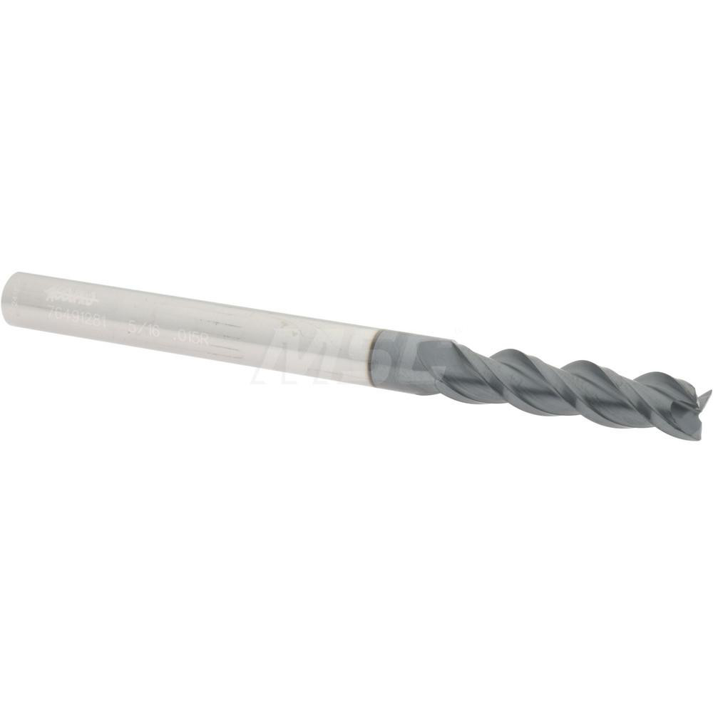 12179364 Corner Radius End Mill: 5/16" Dia, 1-1/4" LOC, 0.015" Radius, 3 Flutes, Solid Carbide  