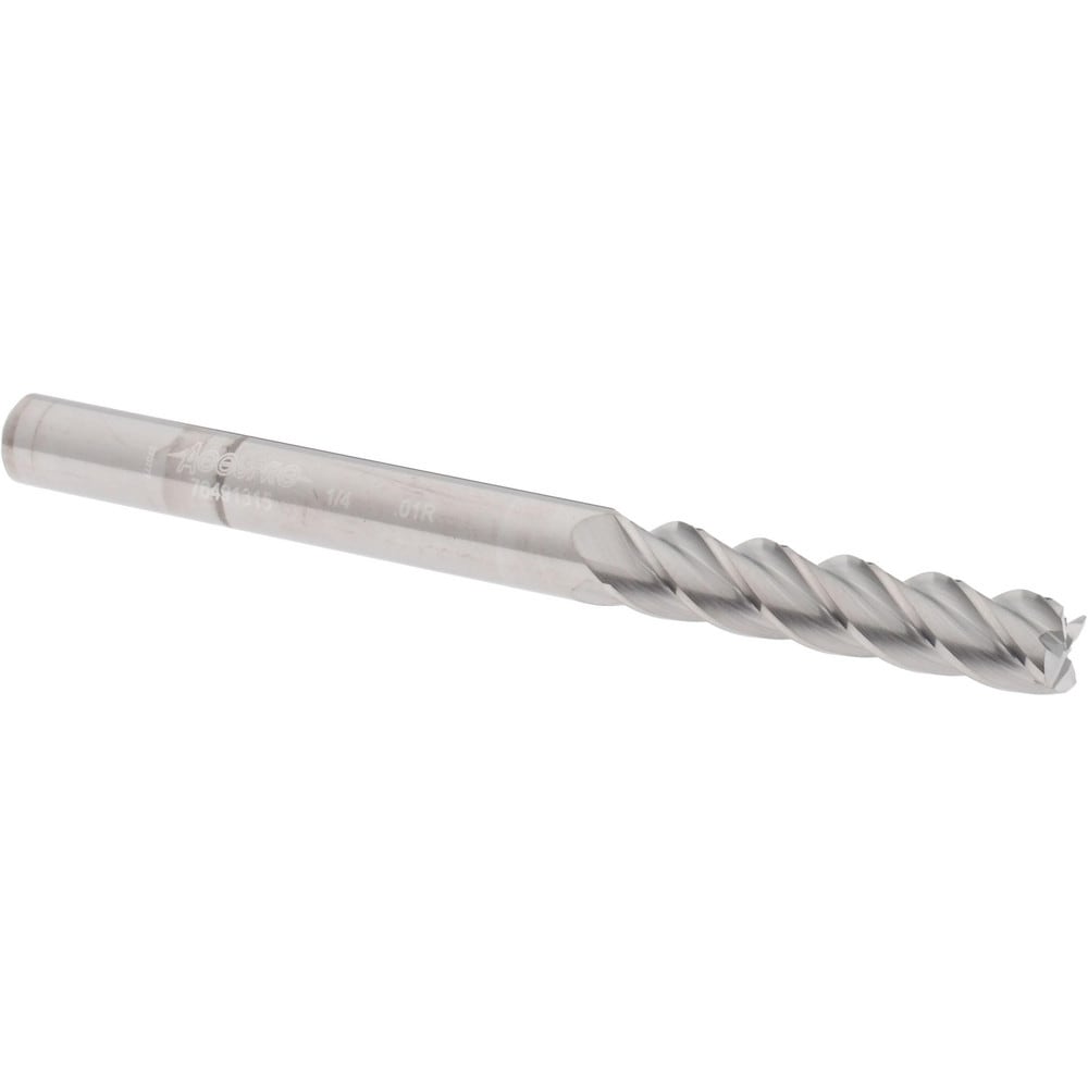 Accupro 12182998 Corner Radius End Mill: 1/4" Dia, 1-1/8" LOC, 0.01" Radius, 4 Flutes, Solid Carbide 