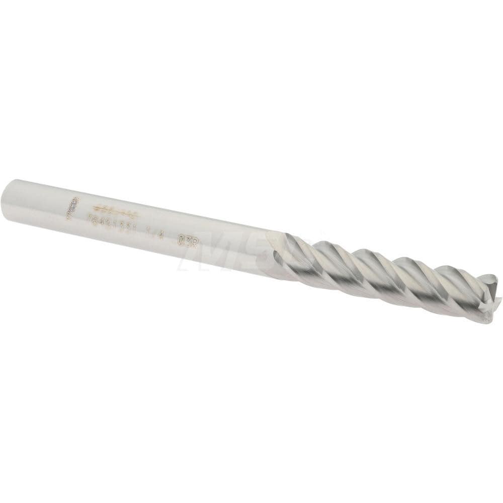 Accupro 12183001 Corner Radius End Mill: 1/4" Dia, 1-1/8" LOC, 0.03" Radius, 4 Flutes, Solid Carbide 