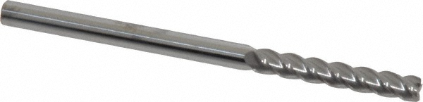 12183205 Corner Radius End Mill: 3/16" Dia, 1-1/8" LOC, 0.01" Radius, 4 Flutes, Solid Carbide  