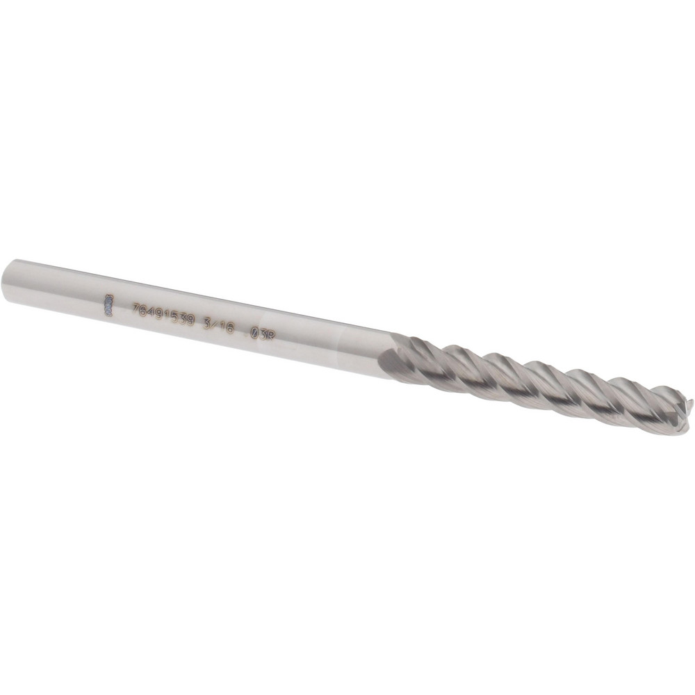 12183208 Corner Radius End Mill: 3/16" Dia, 1-1/8" LOC, 0.03" Radius, 4 Flutes, Solid Carbide  