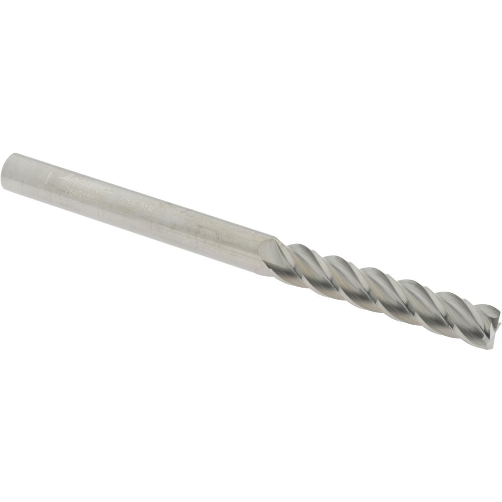 Accupro 12183250 Corner Radius End Mill: 5/16" Dia, 1-5/8" LOC, 0.01" Radius, 4 Flutes, Solid Carbide 