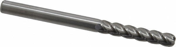 12183257 Corner Radius End Mill: 5/16" Dia, 1-5/8" LOC, 0.09" Radius, 4 Flutes, Solid Carbide  
