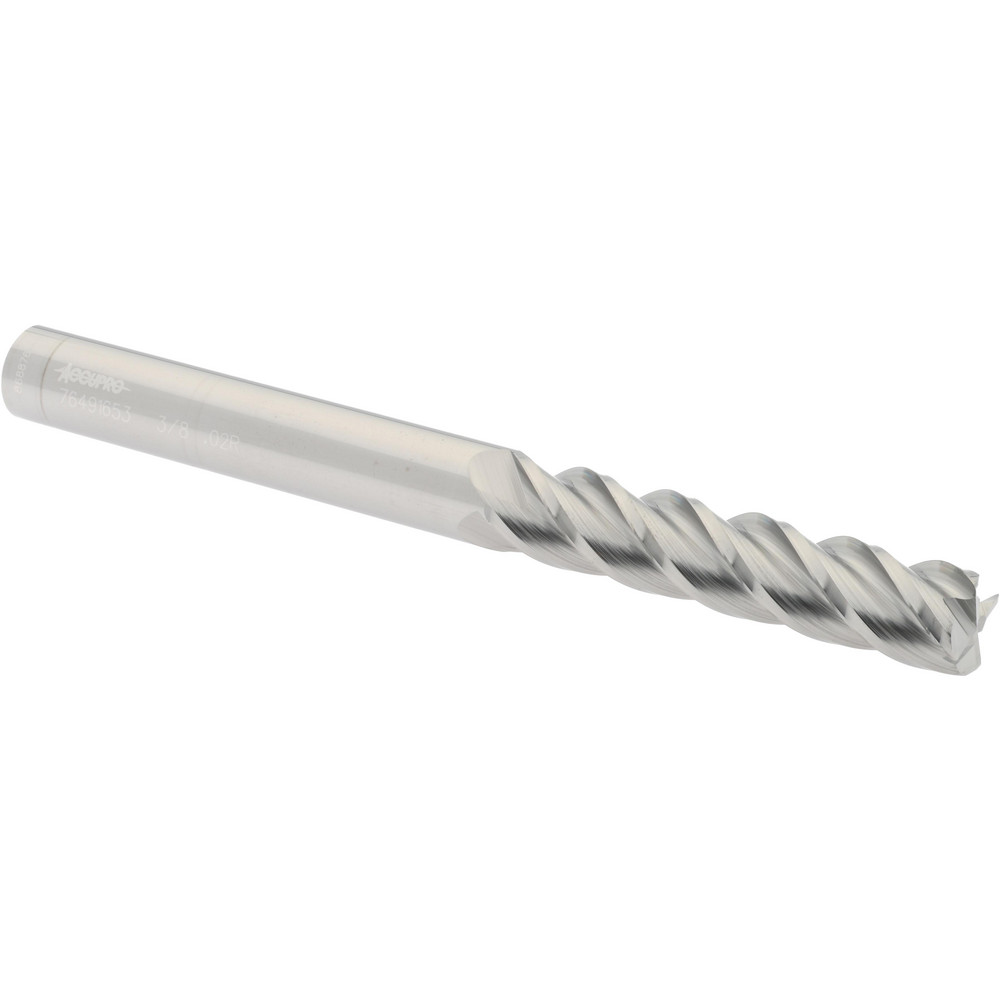 12183280 Corner Radius End Mill: 3/8" Dia, 1-3/4" LOC, 0.02" Radius, 4 Flutes, Solid Carbide  