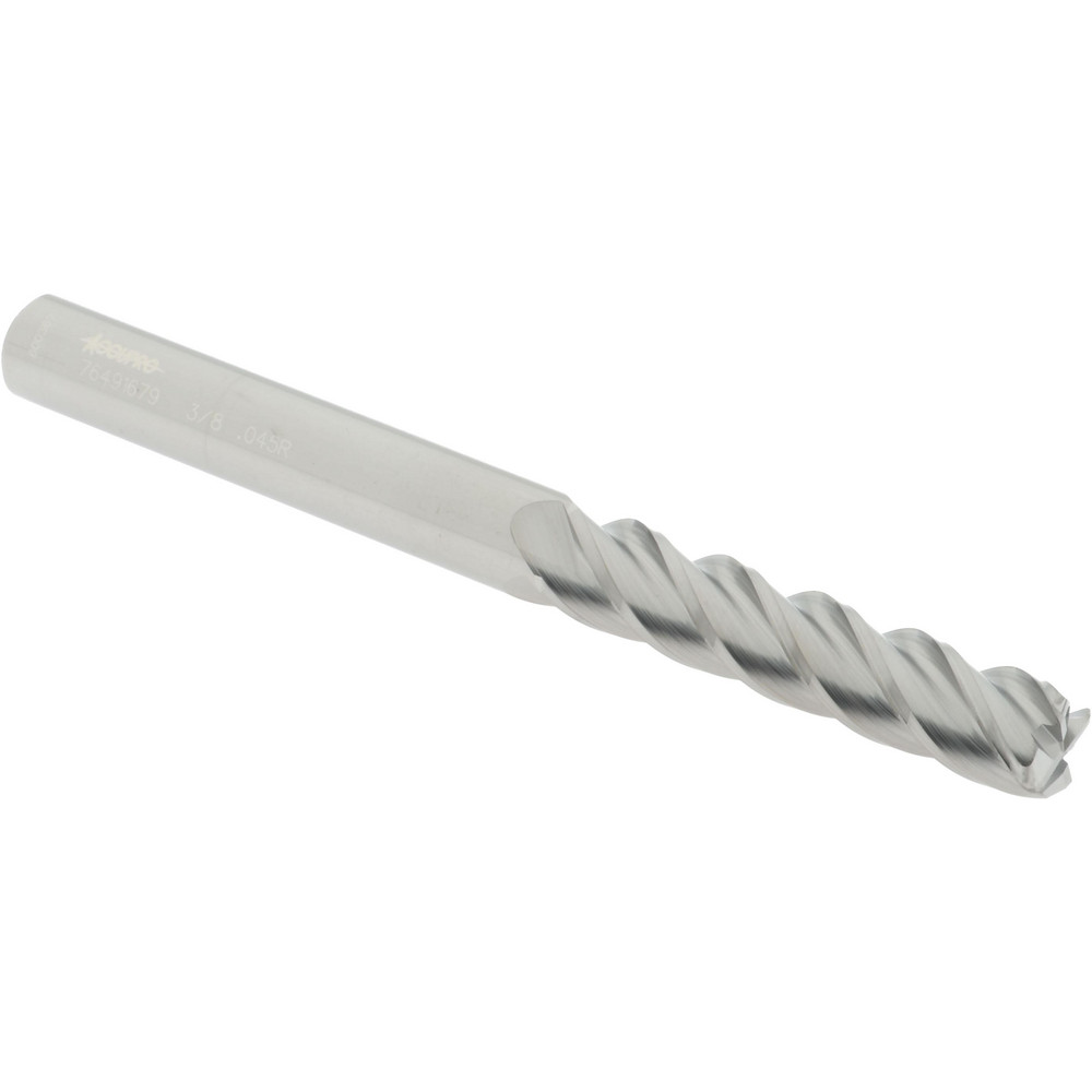 12183282 Corner Radius End Mill: 3/8" Dia, 1-3/4" LOC, 0.045" Radius, 4 Flutes, Solid Carbide  
