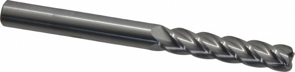 12183283 Corner Radius End Mill: 3/8" Dia, 1-3/4" LOC, 0.06" Radius, 4 Flutes, Solid Carbide  