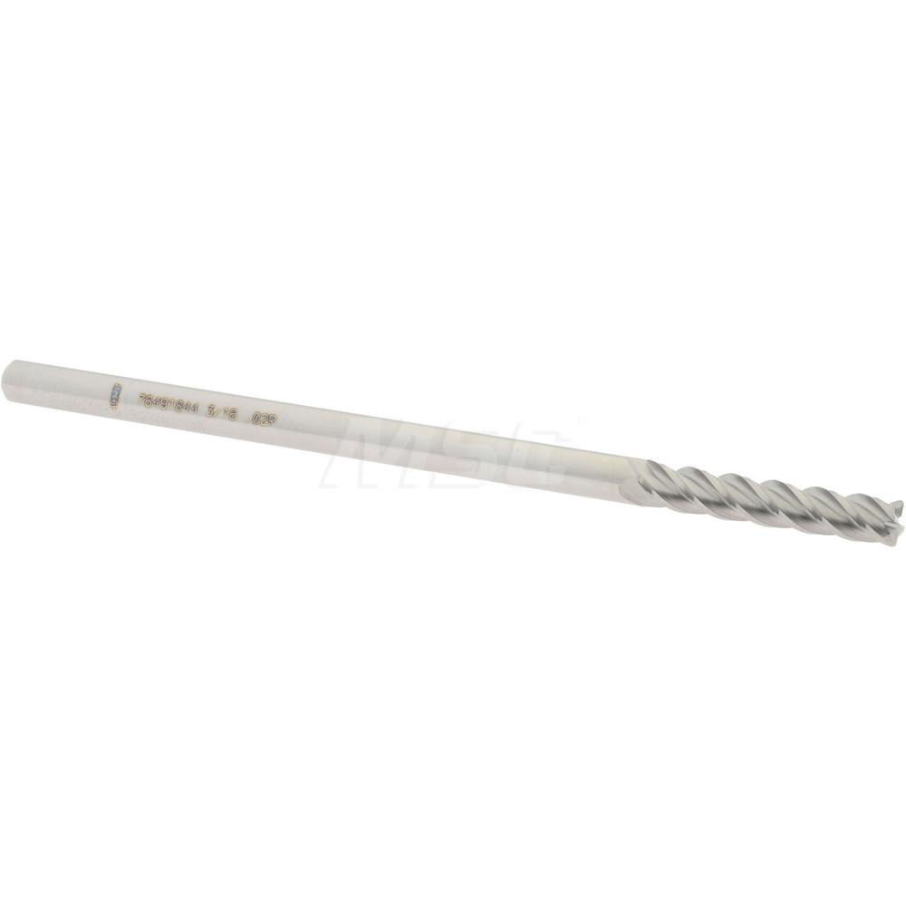 12183453 Corner Radius End Mill: 3/16" Dia, 1" LOC, 0.02" Radius, 4 Flutes, Solid Carbide  