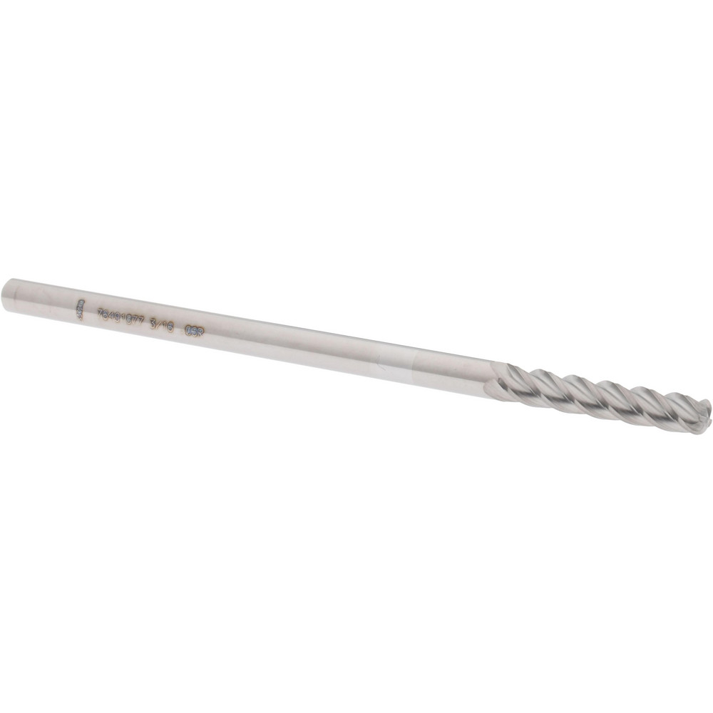 12183456 Corner Radius End Mill: 3/16" Dia, 1" LOC, 0.06" Radius, 4 Flutes, Solid Carbide  