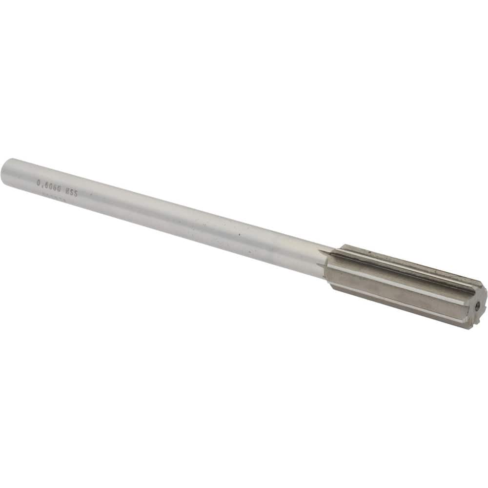 Value Collection SM0406060 Chucking Reamer: 0.606" Dia, 8" OAL, 2" Flute Length, Straight Shank, High Speed Steel 