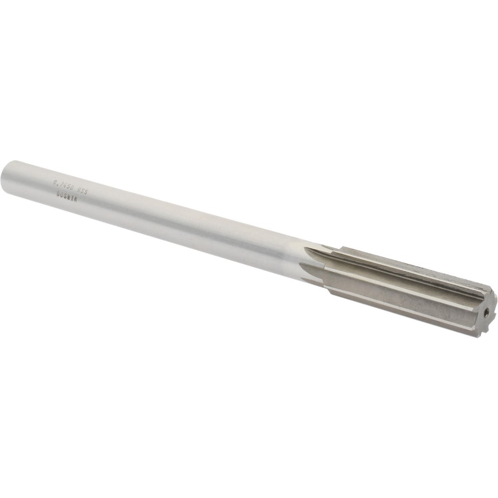 Value Collection SM0407450 Chucking Reamer: 0.745" Dia, 9-1/2" OAL, 2-1/2" Flute Length, Straight Shank, High Speed Steel Image