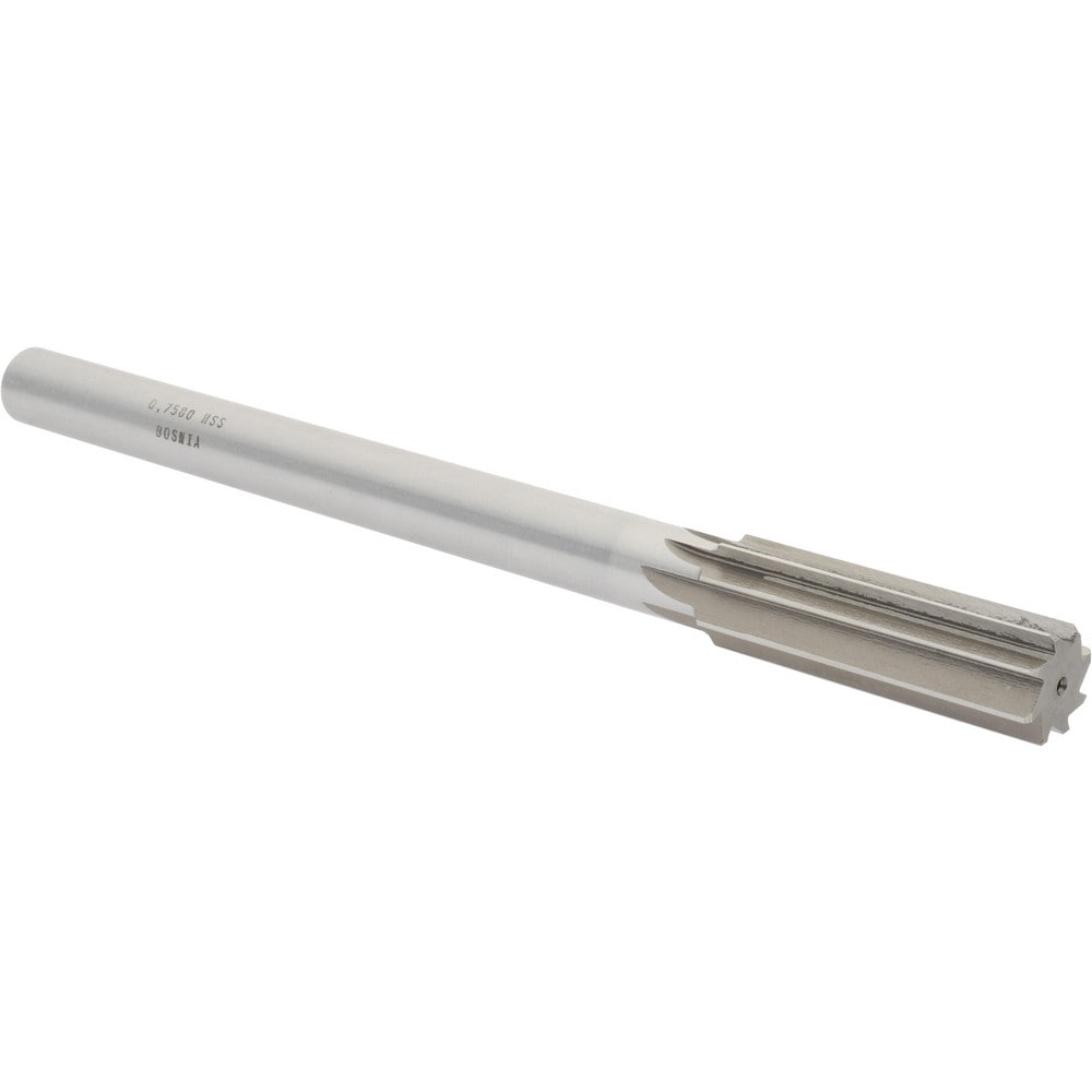 Value Collection SM0407580 Chucking Reamer: 0.758" Dia, 9-1/2" OAL, 2-1/2" Flute Length, Straight Shank, High Speed Steel Image