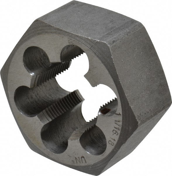 Value Collection 365-1078 Hex Rethreading Die: 1-1/16 - 18 Thread, 1" Thick, Right Hand, 2" Hex, Carbon Steel Image