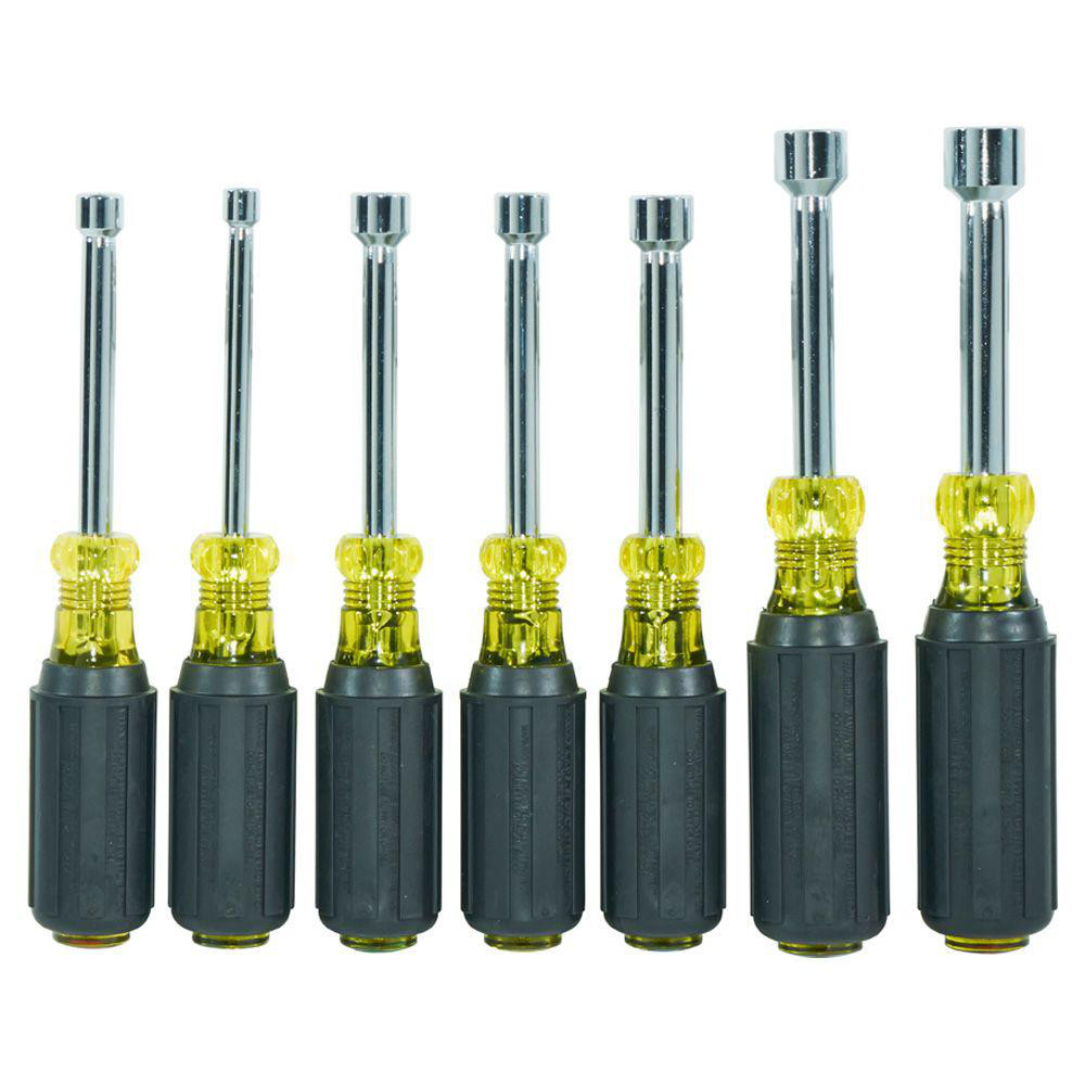 Klein Tools Nut Driver Set 7 Pc, 3/16 to 1/2", Hollow Shaft, Cushion