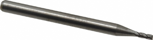 Square End Mill: 1.40 mm Dia, 4.20 mm LOC, 4 Flute, Solid Carbide - 38.0000 mm OAL, 3.0000 mm Shank Dia, 30 deg Helix, Bright/Uncoated Finish, Single End, Series 111