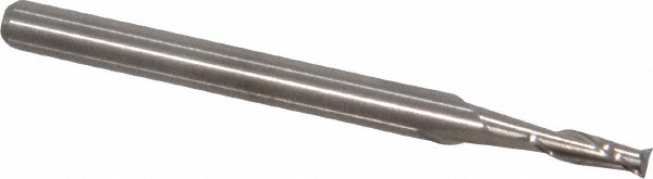 Square End Mill: 0.0787'' Dia, 0.2362'' LOC, 1-1/2'' OAL, 2 Flutes, Solid Carbide