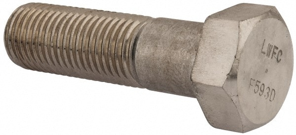 Value Collection R57001293 Hex Head Cap Screw: 1-1/4 - 7 x 4-1/2", Grade 18-8 Stainless Steel, Uncoated Image