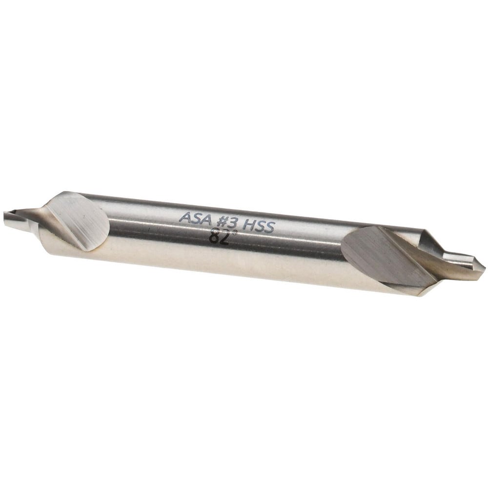 Combo Drill & Countersink: #3, 1/4" Body Dia, High Speed Steel
