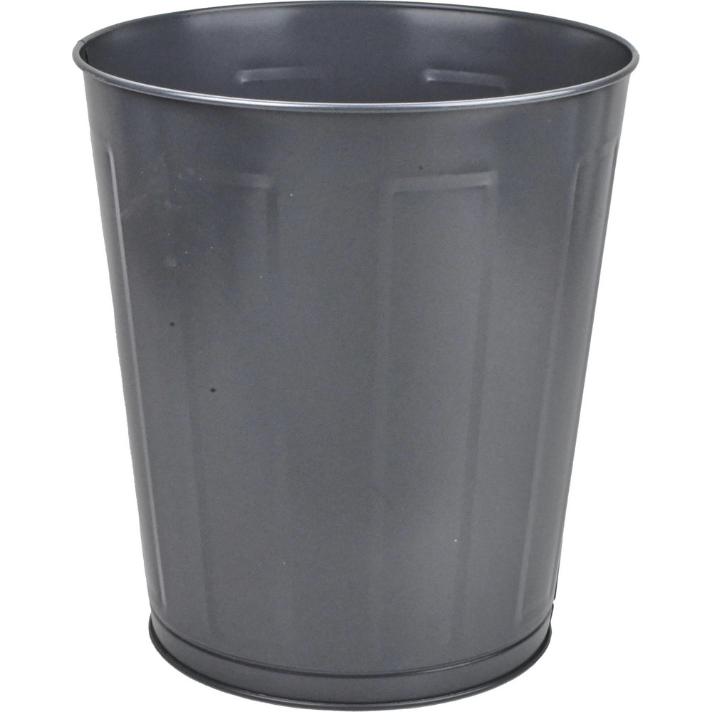 Trash Can: 28 qt, Round, Gray