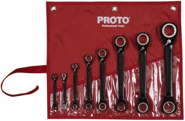 PROTO JSBV-8S Ratcheting Box Wrench Set: 8 Pc, Inch Image