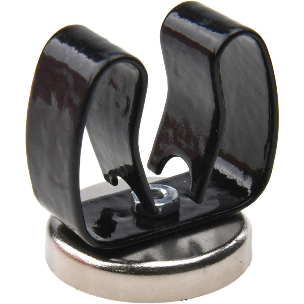 Mag-Mate 11 Lb Max Pull Force, 1-17/32" Overall Height, 1.41" Dia, Ceramic Cup Magnet - Clamp Style, 1-1/8" Clamp Opening, Chrome Plated